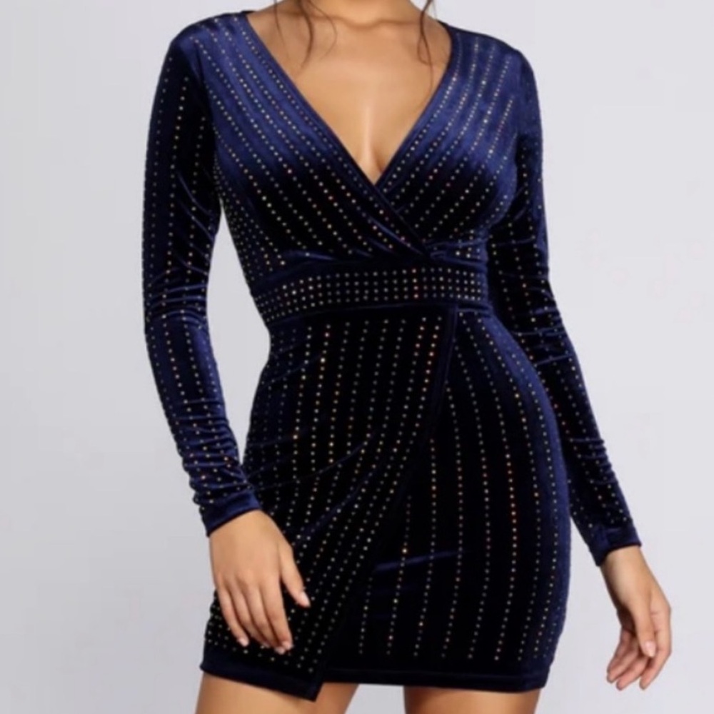 Windsor Blue Ruched Wrap Bodycon Dress